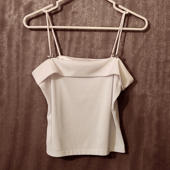 Y2K DIVINE Fitted Tank w/ Silver metal Butterflies on straps - Picture 1 of 9